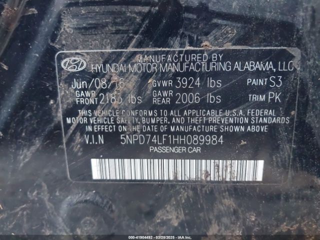 5NPD74LF1HH089984 Hyundai ELANTRA SE