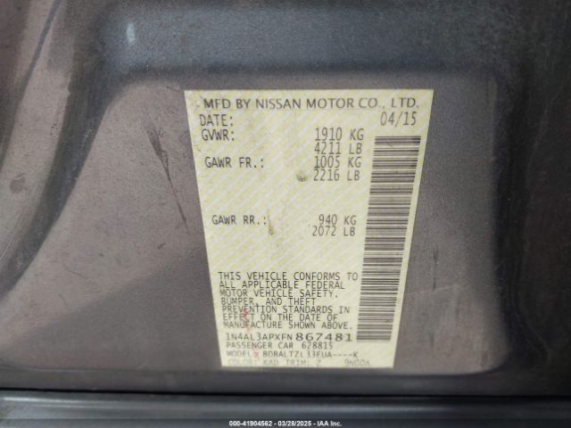 1N4AL3APXFN867481 Nissan Altima 2.5 Sl