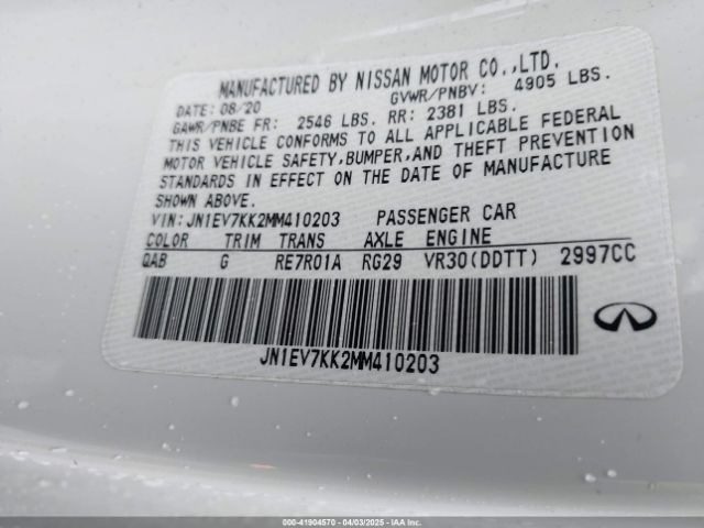 2021 INFINITI Q60 JN1EV7KK2MM410203 Photo 8