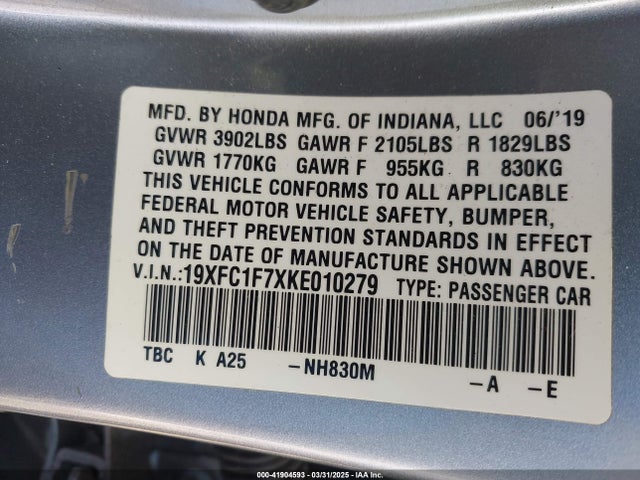 19XFC1F7XKE010279 Honda Civic Ex-l