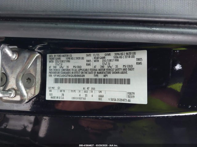 1FMCU0G78GUB56029 Ford ESCAPE SE