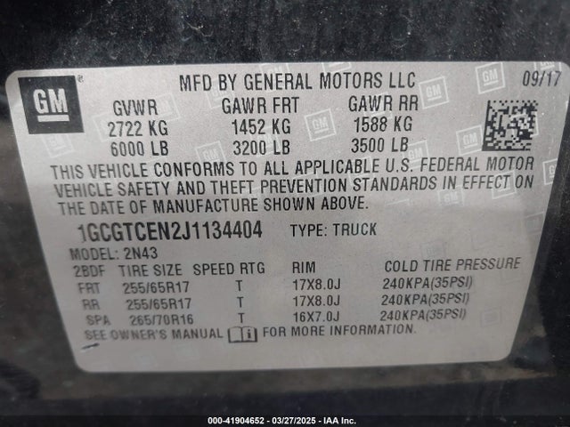 1GCGTCEN2J1134404 Chevrolet Colorado Lt