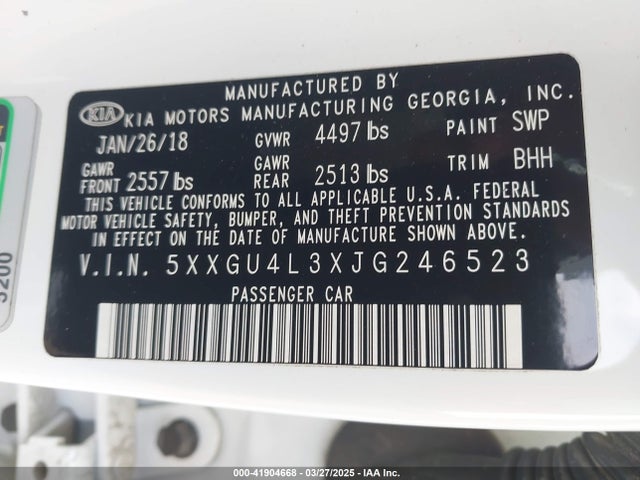 5XXGU4L3XJG246523 KIA OPTIMA EX
