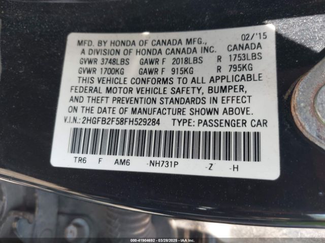 2HGFB2F58FH529284 Honda Civic Lx