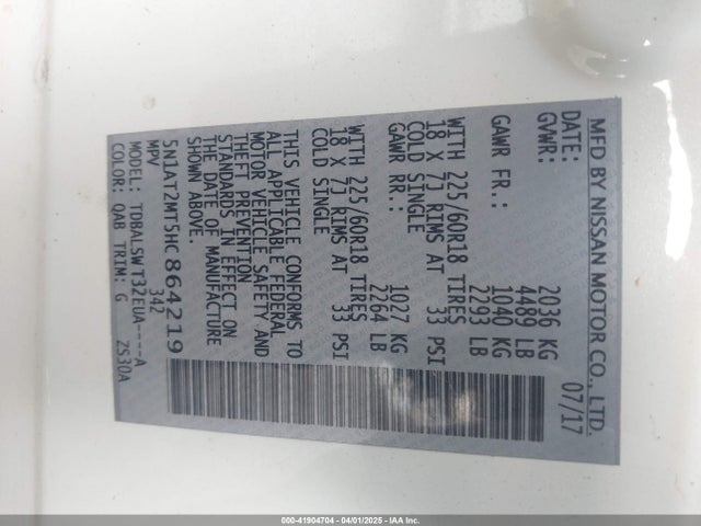5N1AT2MT5HC864219 Nissan Rogue Sl
