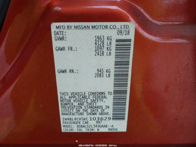2019 NISSAN ALTIMA 1N4BL4CV5KC103629 Photo 8