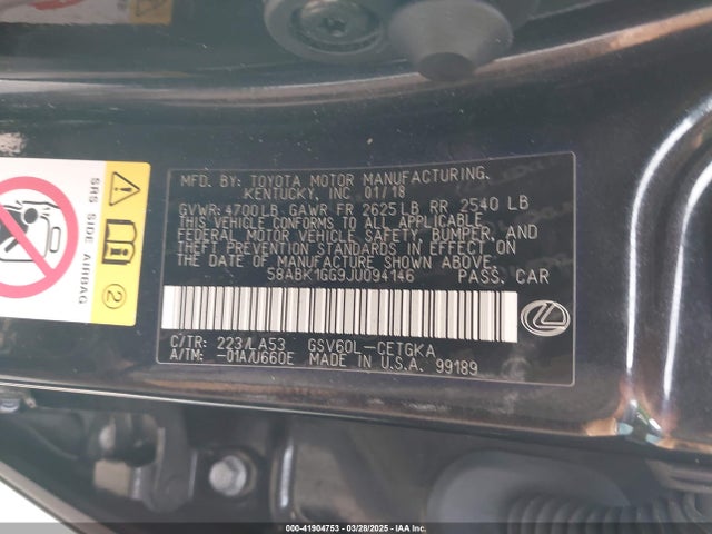 58ABK1GG9JU094146 Lexus 2gr-fe
