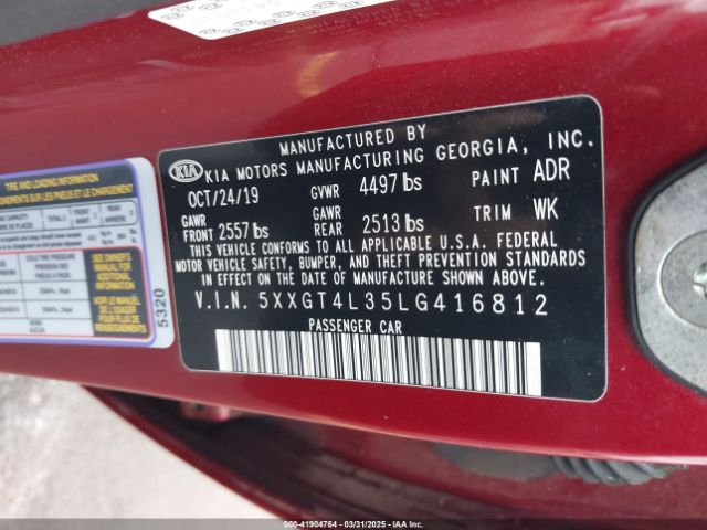 5XXGT4L35LG416812 KIA Optima S
