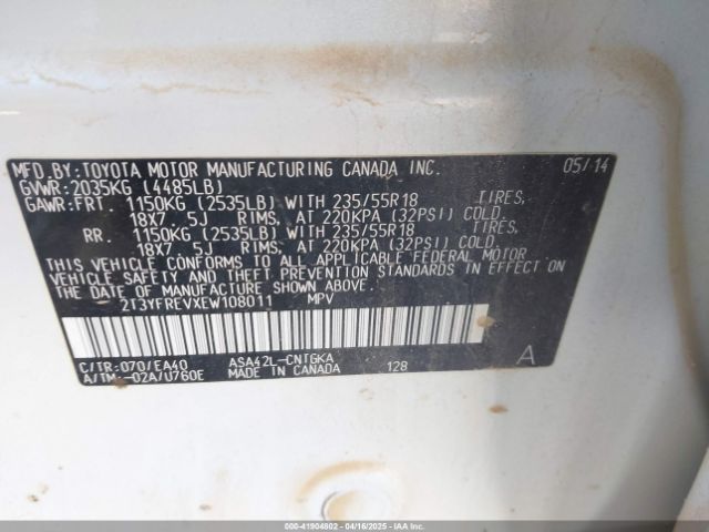 2T3YFREVXEW108011 Toyota Rav4 Limited
