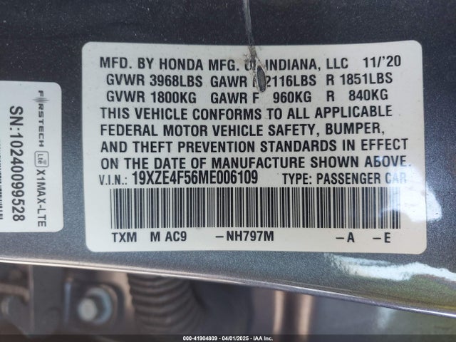 19XZE4F56ME006109 Honda INSIGHT EX