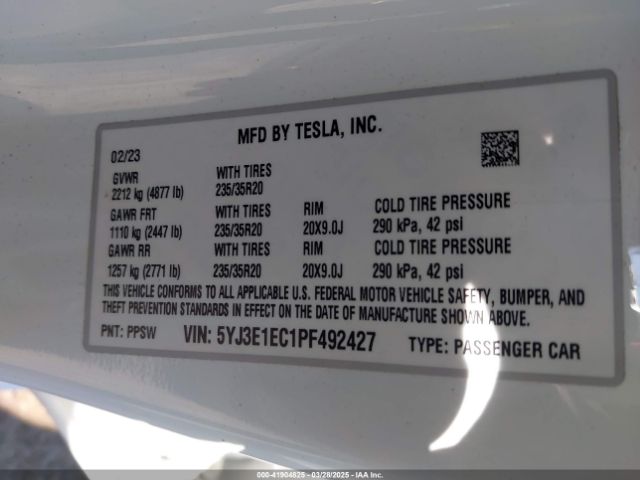 2023 TESLA MODEL 3 5YJ3E1EC1PF492427 Photo 8