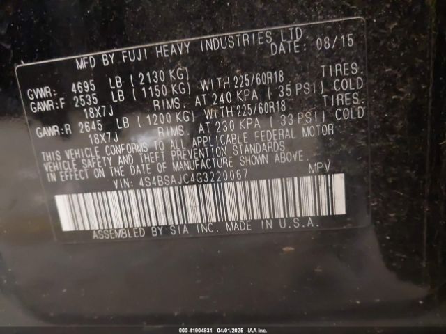 4S4BSAJC4G3220067 Subaru Outback 2.5i Limited