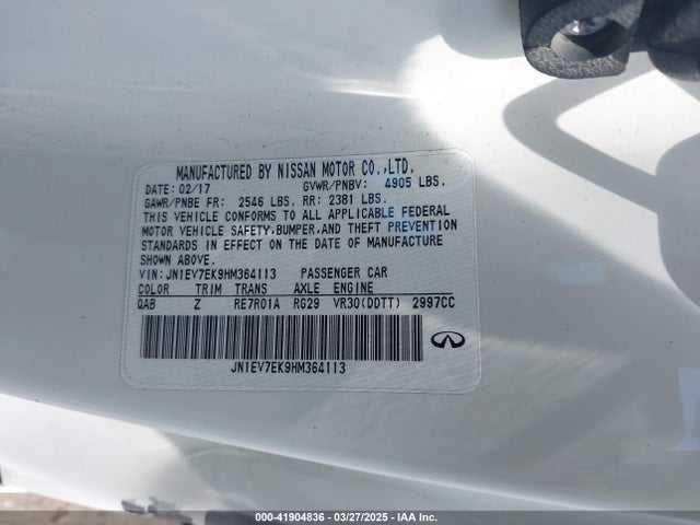 JN1EV7EK9HM364113 Infiniti Q60 3.0t Premium