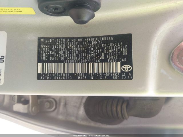 5YFBURHE6HP708546 Toyota COROLLA LE