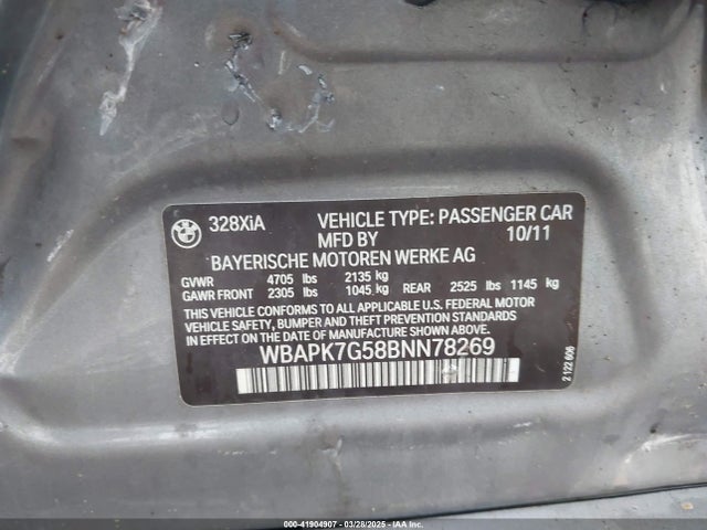 Продаж на аукціоні авто 2011 Bmw 328i Xdrive, vin: WBAPK7G58BNN78269, номер лоту: 41904907