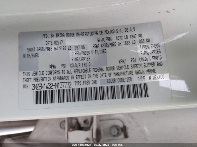 3MZBN1W32HM137772 Mazda Mazda3 Grand Touring