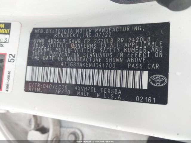 4T1G31AK5NU044700 Toyota Camry Nightshade Edition Hybrid