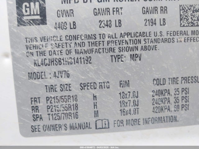 KL4CJHSB1HB141192 Buick Encore Premium
