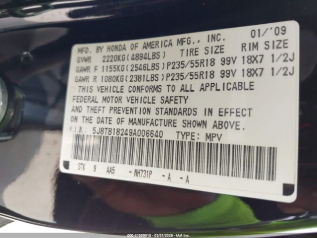 2009 ACURA RDX 5J8TB18249A006640 Photo 8