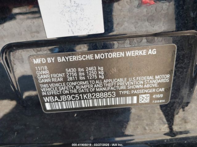 WBAJB9C51KB288853 BMW M550xi