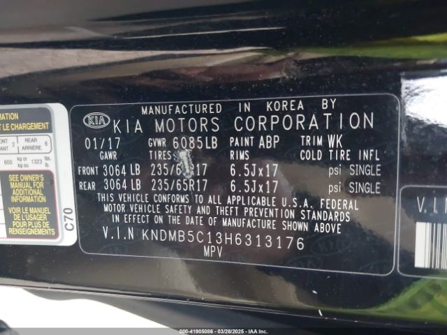 KNDMB5C13H6313176 KIA SEDONA LX
