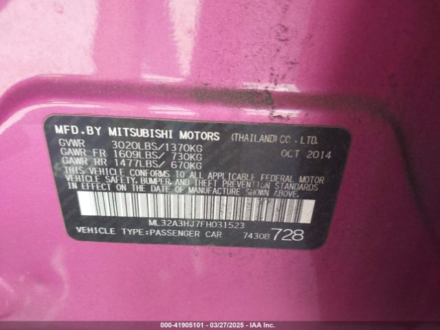 ML32A3HJ7FH031523 Mitsubishi MIRAGE DE