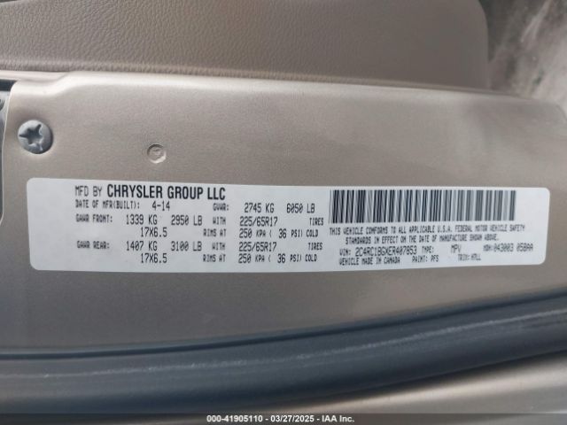 2C4RC1BGXER407853 Chrysler Town & Country Touring
