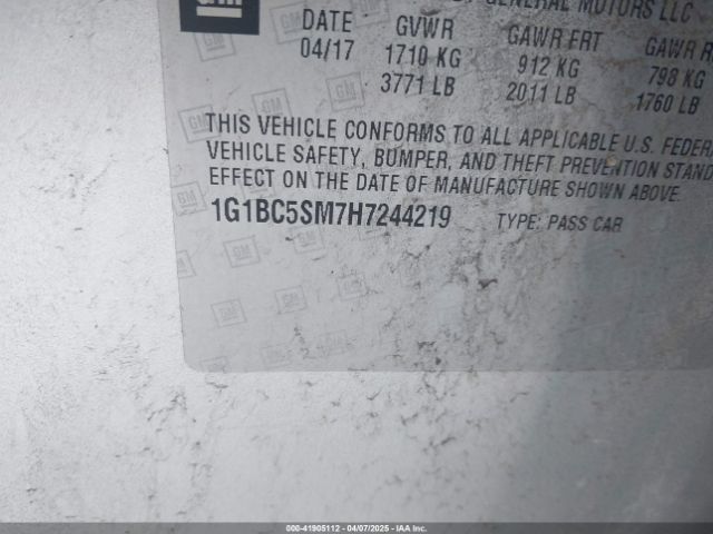 1G1BC5SM7H7244219 Chevrolet Cruze Ls Auto