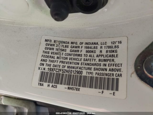 19XFC2F52HE012900 Honda Civic Lx