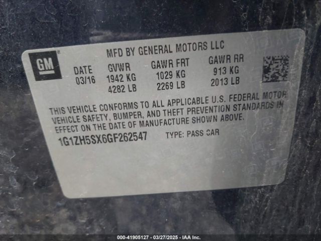 1G1ZH5SX6GF262547 Chevrolet Malibu Premier