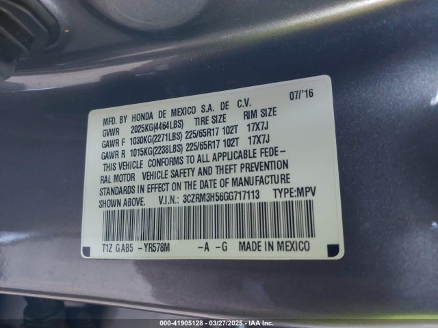 3CZRM3H56GG717113 Honda CR-V EX