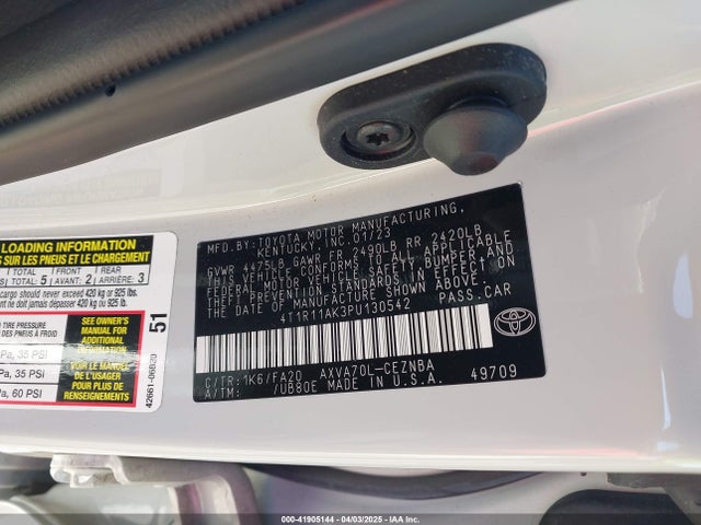 4T1R11AK3PU130542 Toyota CAMRY LE