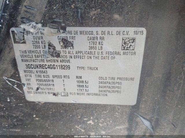 3GCUKREC4GG118299 Chevrolet Silverado 1500 2lt
