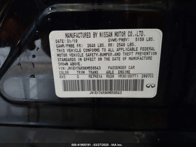 JN1EV7AR9KM559543 Infiniti Q50 3.0t Luxe