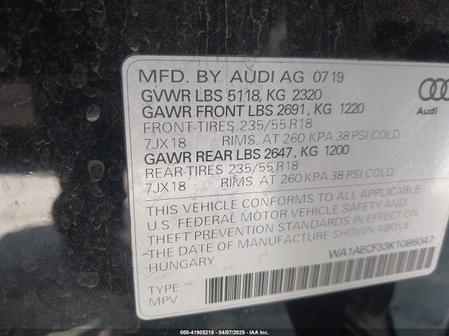 WA1AECF33K1086047 Audi Q3 2.0t Premium