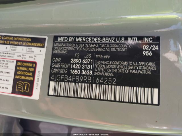 4JGFB4FB9RB164252 Mercedes-Benz Gle 350 4matic
