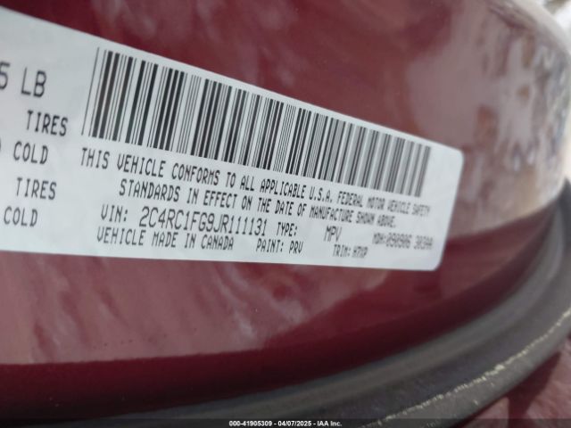 2C4RC1FG9JR111131 Chrysler Pacifica Touring Plus
