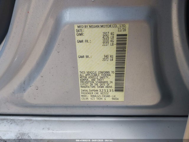 1N4AL3AP6HN325135 Nissan Altima 2.5 S