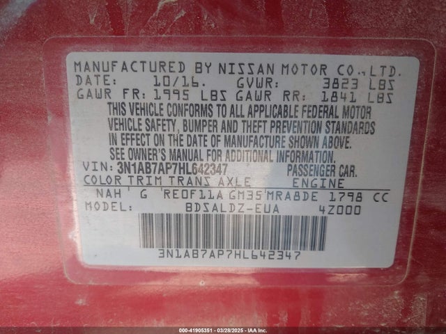 3N1AB7AP7HL642347 Nissan SENTRA SV