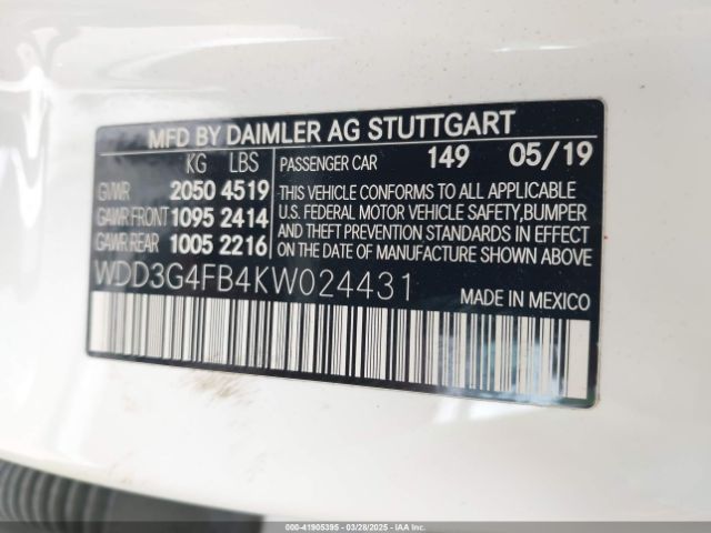WDD3G4FB4KW024431 Mercedes-Benz A 220 4matic