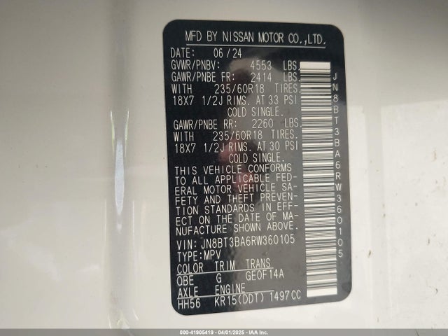 JN8BT3BA6RW360105 Nissan Rogue Sv Fwd