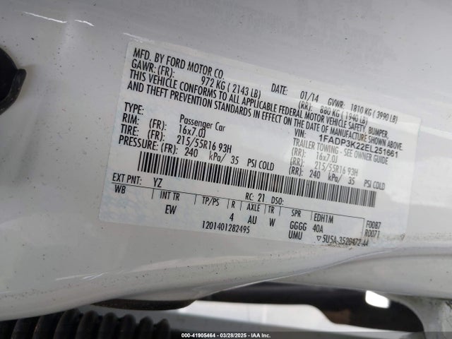 1FADP3K22EL251661 Ford FOCUS SE