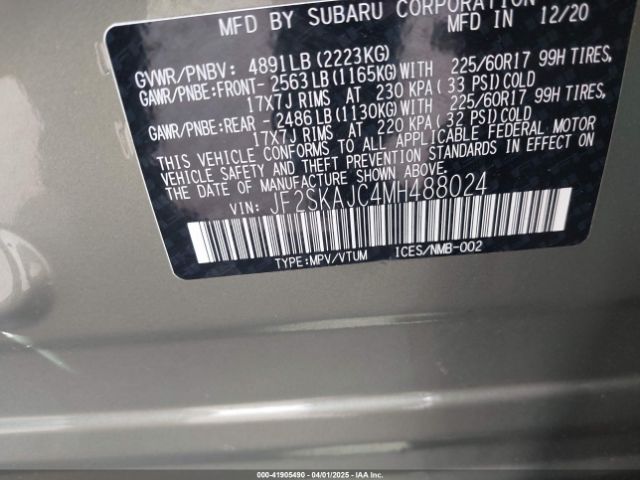 JF2SKAJC4MH488024 Subaru Forester Premium