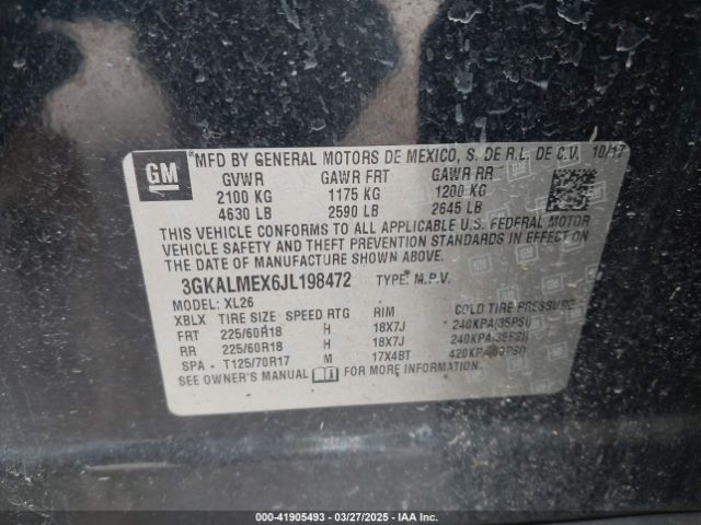 3GKALMEX6JL198472 GMC Terrain Sle