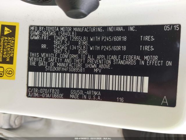 5TDZKRFH4FS089581 Toyota Highlander Le V6
