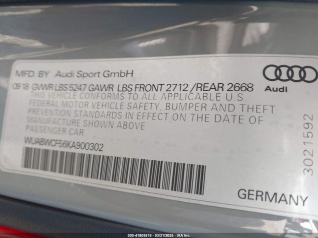 WUABWCF56KA900302 Audi Rs 5 2.9t