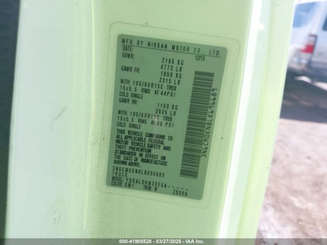 3N6CM0KN8LK696689 Nissan Nv200  Cargo S Xtronic Cvt