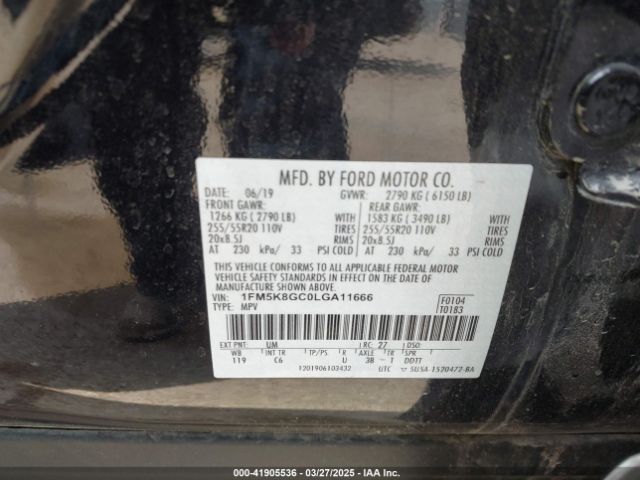 1FM5K8GC0LGA11666 Ford Explorer St