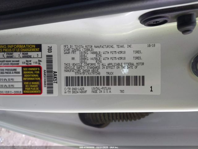 5TFHY5F17KX797348 Toyota Tundra Limited 5.7l V8