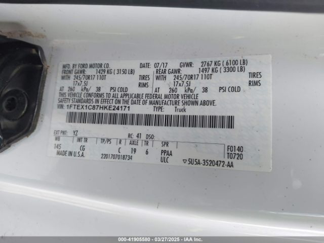1FTEX1C87HKE24171 Ford F150 Super Cab